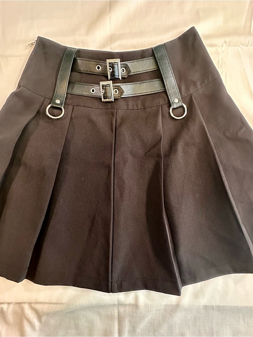 High-Waist Pleated Skater mini Skirt Goth punk biker Wednesday, Addams